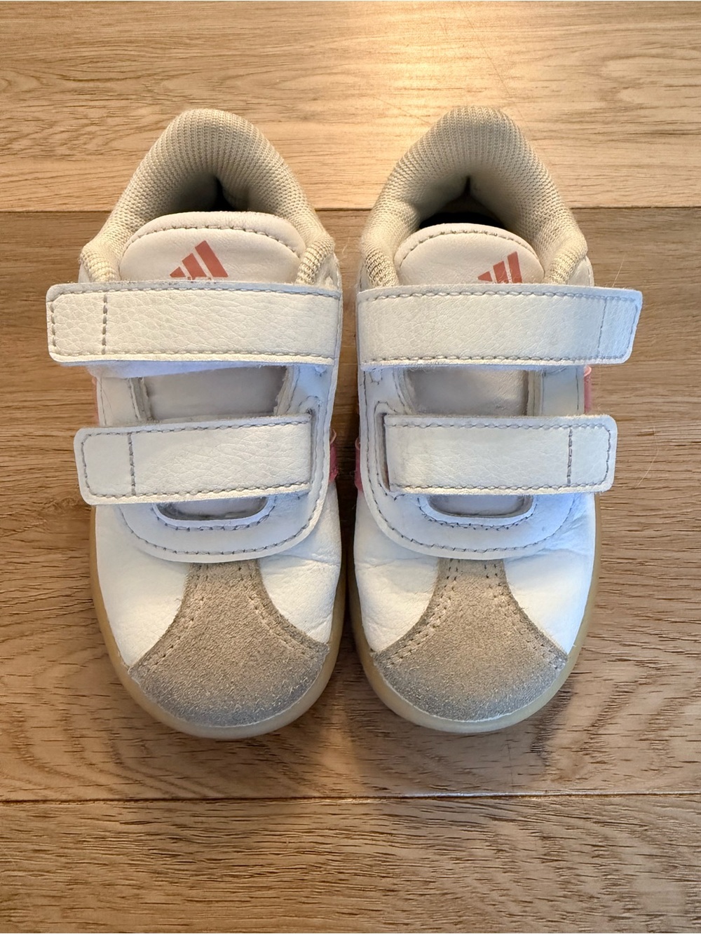 Adidas Grand Court White & Pink Velcro Sneakers